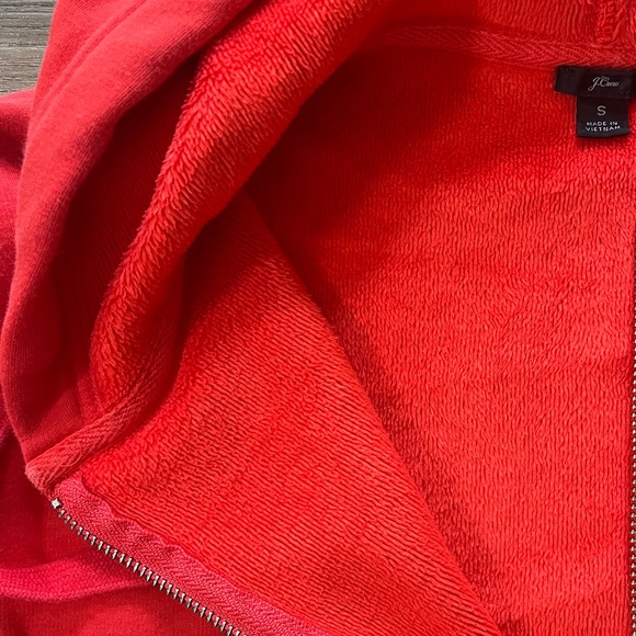 J. Crew Terry Lined Full Zip Vibrant Red Hoodie - Picture 3 of 5